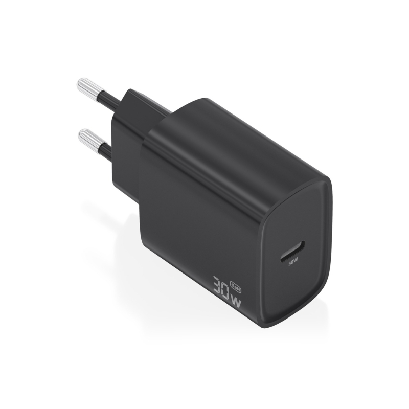 Chargeur Aisens GaN 30 W - USB-C PD3.0 - Technologie IA pour détecter le protocole et la vitesse de charge - Noir