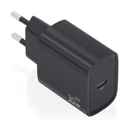 Chargeur Aisens GaN 30 W - USB-C PD3.0 - Technologie IA pour détecter le protocole et la vitesse de charge - Noir