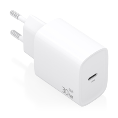 Chargeur Aisens GaN 30 W - USB-C PD3.0 - Technologie IA pour détecter le protocole et la vitesse de charge - Blanc