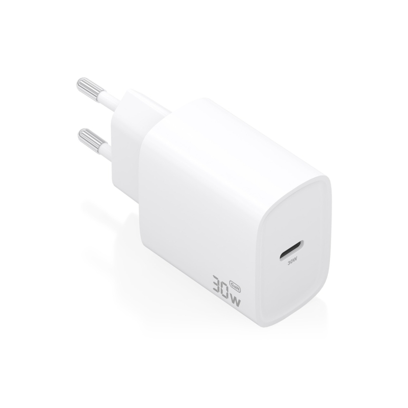 Chargeur Aisens GaN 30 W - USB-C PD3.0 - Technologie IA pour détecter le protocole et la vitesse de charge - Blanc