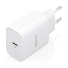 Chargeur Aisens GaN 30 W - USB-C PD3.0 - Technologie IA pour détecter le protocole et la vitesse de charge - Blanc