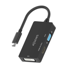 Convertisseur Aisens USB-C vers DVI/HDMI/VGA - USB-C/M-DVI/H-HDMI/H-VGA/H - 15 cm - Couleur noire