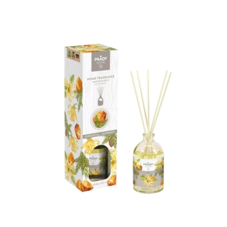 Désodorisant Prady Oriental Journey Mikado - Flacon en verre de 100 ml et bâtonnets diffuseurs