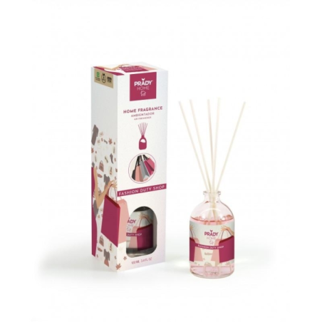 Désodorisant Mikado Prady Fashion Duty Shop - Flacon en verre de 100 ml et bâtonnets diffuseurs