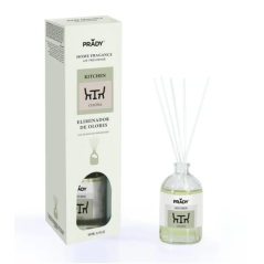 Désodorisant Prady Mikado pour cuisine - Flacon en verre de 100 ml et bâtonnets diffuseurs