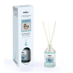 Désodorisant Prady Mikado pour salle de bain - Flacon en verre de 100 ml et bâtonnets diffuseurs
