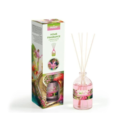 Désodorisant Mikado Jardin des Fées Prady - Flacon en verre de 100 ml et bâtonnets diffuseurs