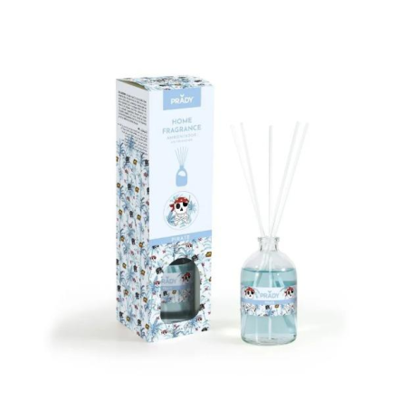 Désodorisant Prady Pirate Mikado - Flacon en verre de 100 ml et bâtonnets diffuseurs
