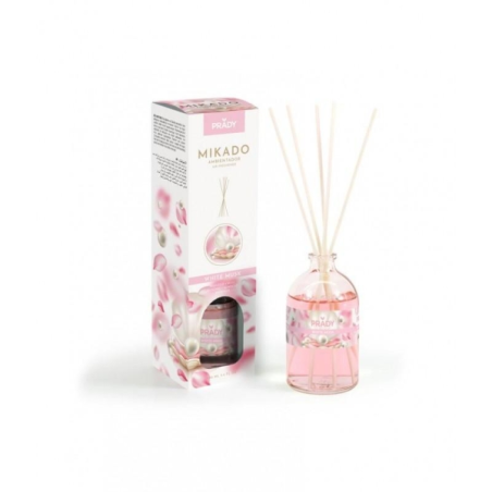 Désodorisant Prady White Musk Mikado - Flacon en verre de 100 ml et bâtonnets diffuseurs