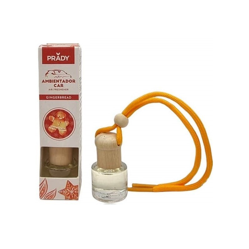 Désodorisant pour voiture Prady Gingerbread - Flacon en verre de 6 ml et cordon pour rétroviseur
