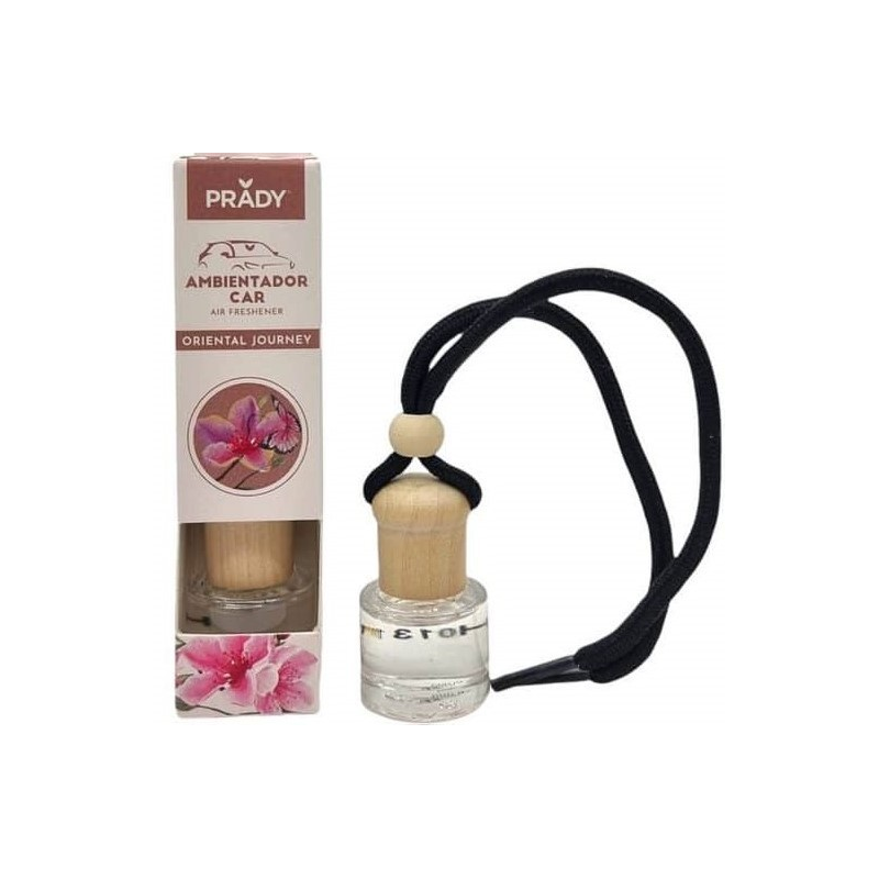 Désodorisant pour voiture Prady Oriental Journey - Flacon en verre de 6 ml et cordon pour rétroviseur