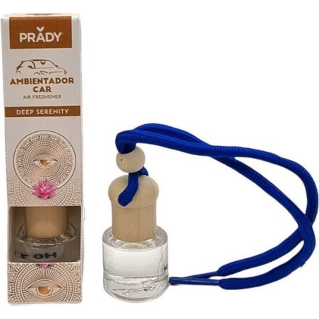 Désodorisant pour voiture Prady Deep Serenity - Flacon en verre de 6 ml et cordon pour rétroviseur
