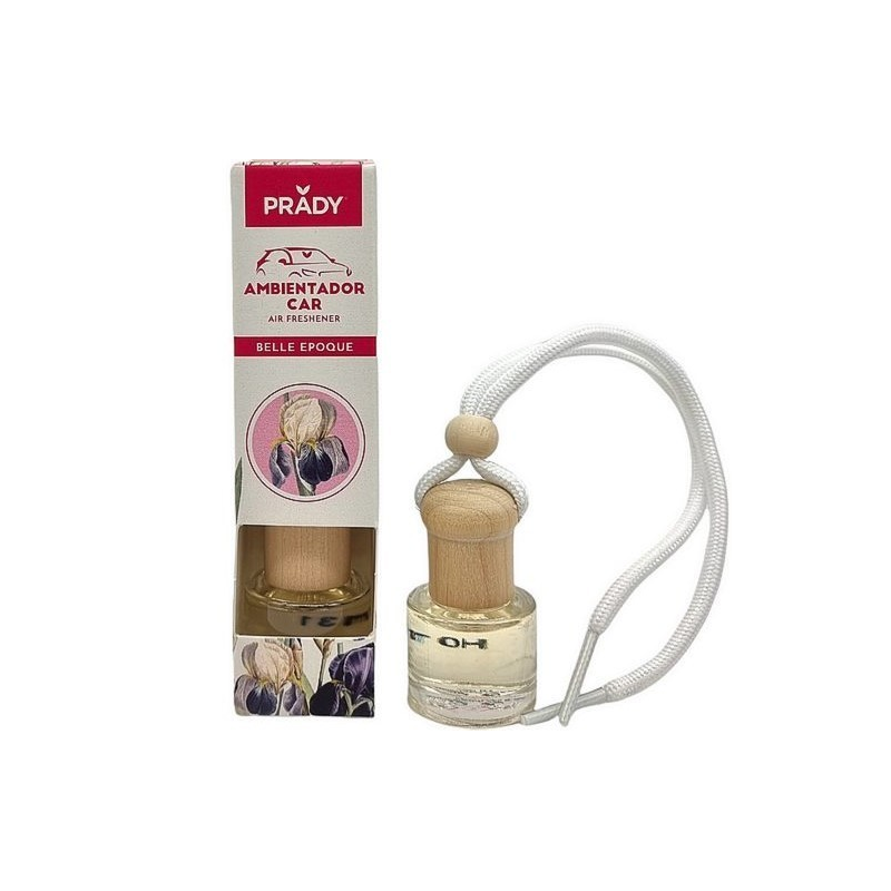 Désodorisant pour voiture Prady Belle Epoque - Flacon en verre de 6 ml et cordon de rétroviseur