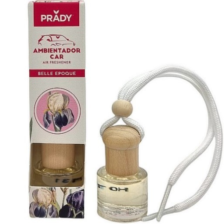 Désodorisant pour voiture Prady Belle Epoque - Flacon en verre de 6 ml et cordon de rétroviseur