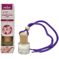 Désodorisant pour voiture Prady Lily - Flacon en verre de 6 ml et cordon pour rétroviseur