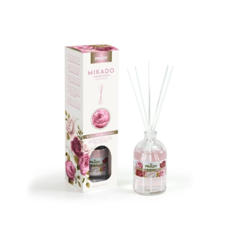 Désodorisant Mikado Rose de Bulgarie Prady Mikado Rose de Bulgarie - Flacon en verre de 100 ml et bâtonnets diffuseurs