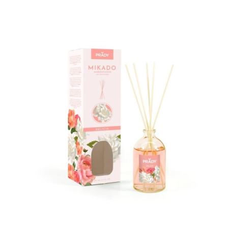 Désodorisant Prady Delight Mikado - Flacon en verre de 100 ml et bâtonnets diffuseurs