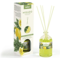 Diffuseur de roseaux Prady Citron et Menthe - Flacon en verre de 100 ml et diffuseurs de roseaux