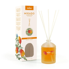 Diffuseur de roseaux Prady Mango - Flacon en verre de 100 ml et diffuseurs de roseaux
