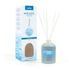 Désodorisant Prady Ocean Mikado - Flacon en verre de 100 ml et bâtonnets diffuseurs