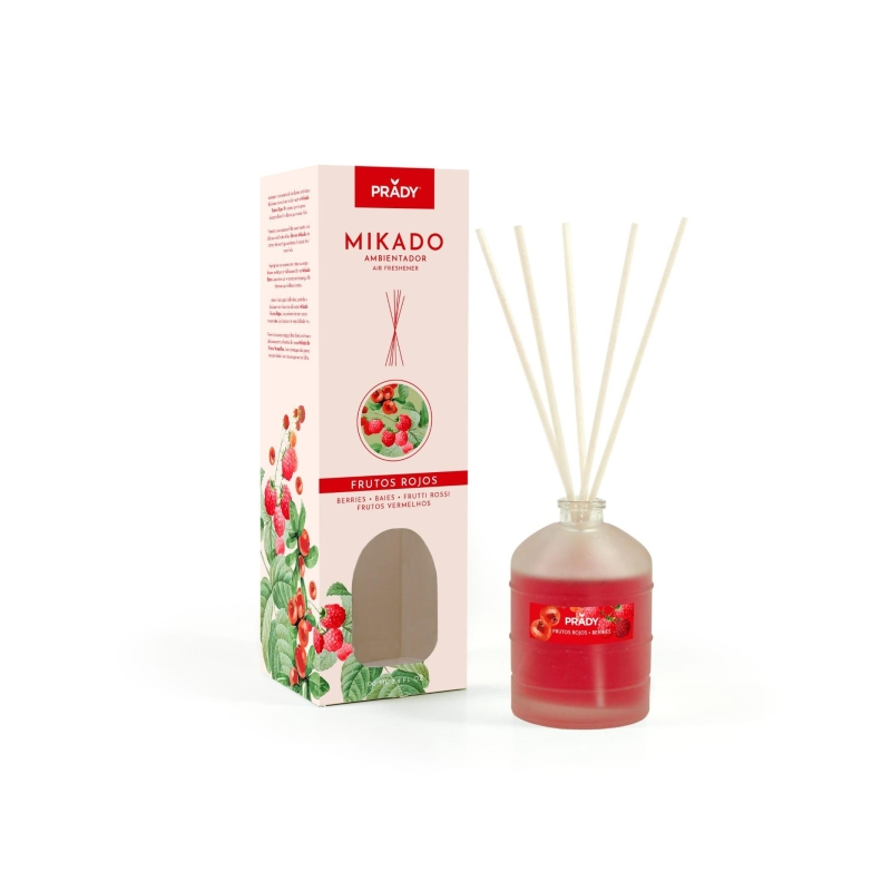 Diffuseur de parfum Prady Fruits rouges - Flacon en verre de 100 ml et diffuseurs de parfum