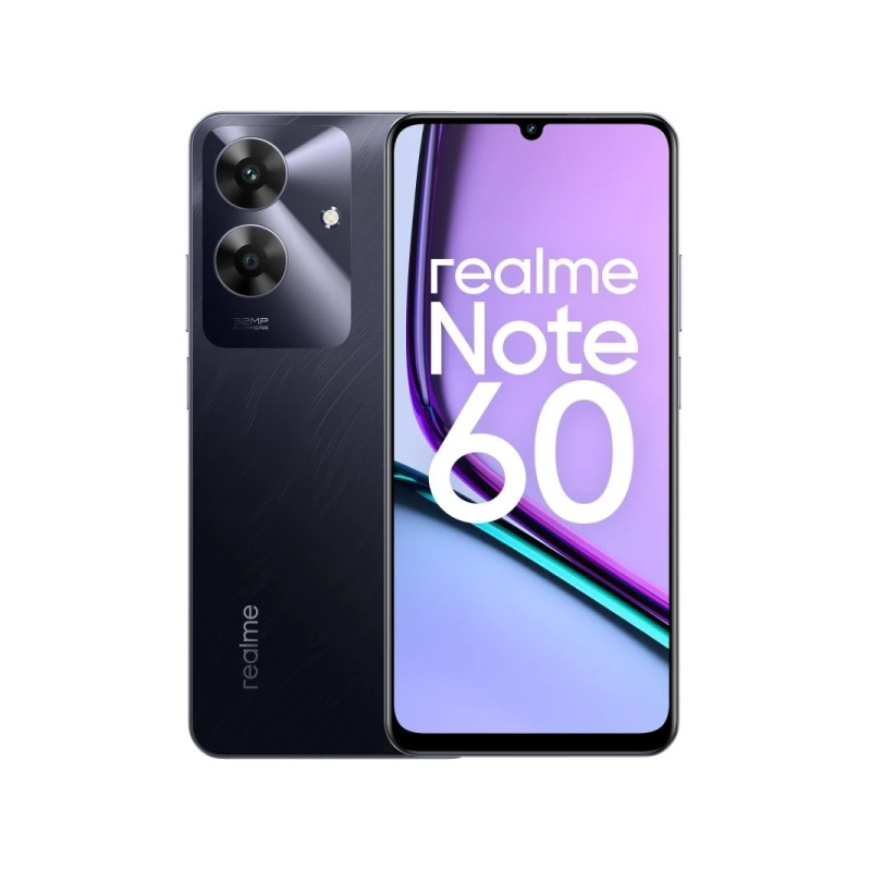 Smartphone Realme Note 60, écran 6,75 pouces, 3 Go, 64 Go, appareil photo 32 Mpx, batterie 5000 mAh, noir