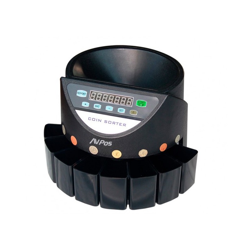 Compteur/Trieur de pièces AVPos CCM6 - Pièces de 1 centime à 2 euros - Couleur noire Compteur/Trieur de pièces AVPos CCM6 - Pièces de 1 centime à 2 euros - Couleur noire