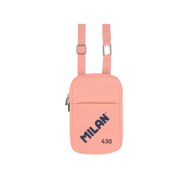 Petit sac bandoulière Milan Collection 430 - Dimensions 19 x 2,3 x 12,8 cm - Fermeture éclair - Mousqueton en aluminium - Rose