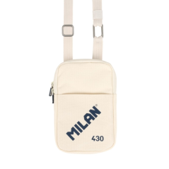 Petit sac bandoulière Milan Collection 430 - Dimensions 19 x 2,3 x 12,8 cm - Fermeture éclair - Mousqueton en aluminium - Beige