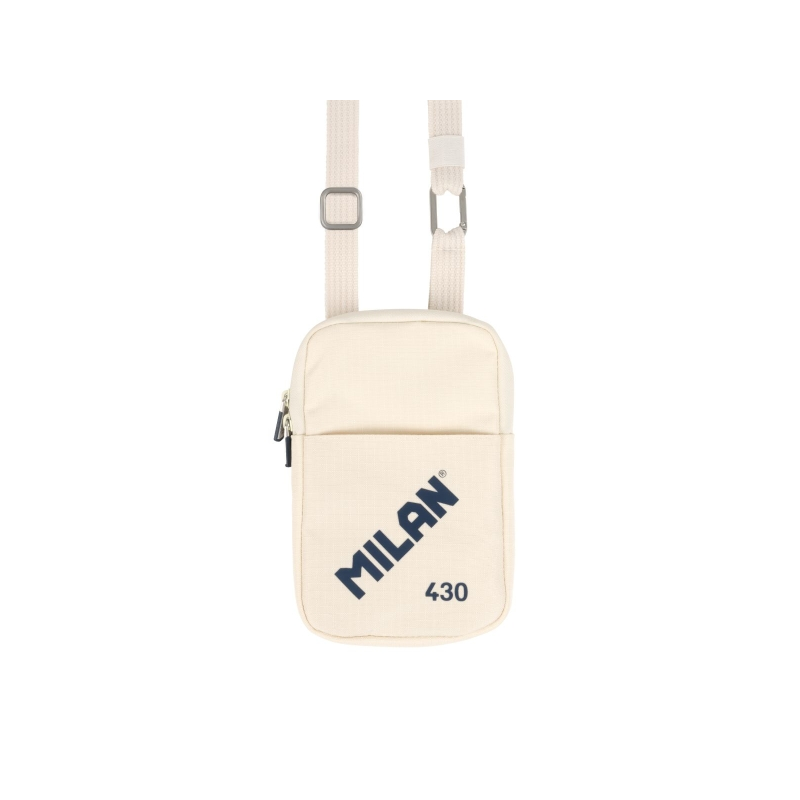 Petit sac bandoulière Milan Collection 430 - Dimensions 19 x 2,3 x 12,8 cm - Fermeture éclair - Mousqueton en aluminium - Beige