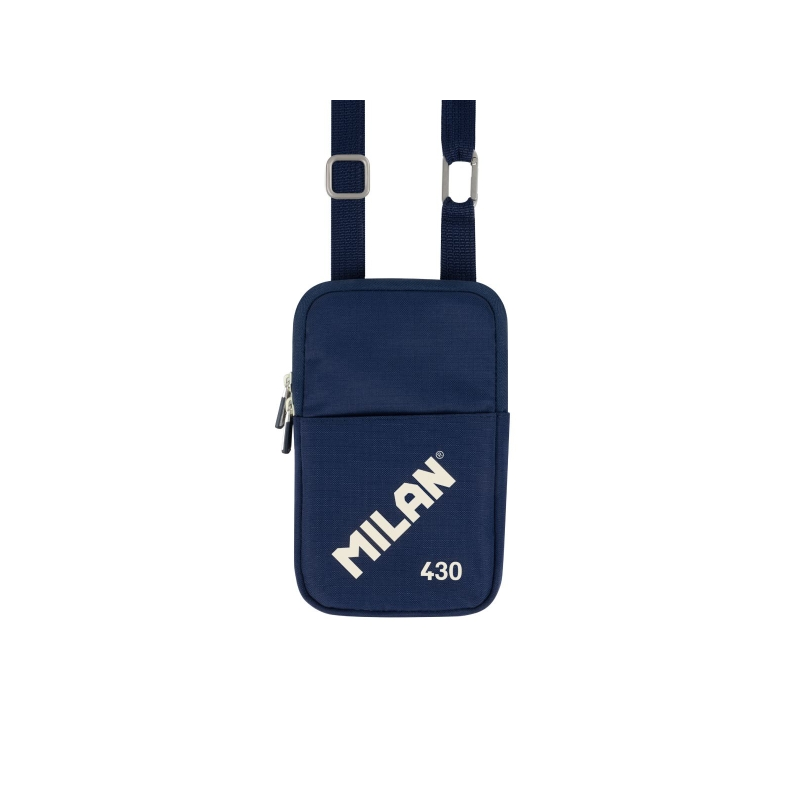 Petit sac bandoulière Milan Collection 430 - Dimensions 19 x 2,3 x 12,8 cm - Fermeture éclair - Mousqueton en aluminium - Bleu