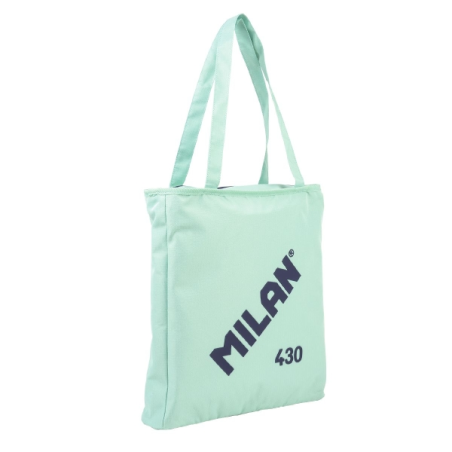 Sac cabas Milan Collection 430 7,5 L - Dimensions 38 x 36 x 6,5 cm - Anse longue 27 cm - Tissu Ripstop - Vert