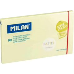 Bloc de 90 notes autocollantes Milan - Amovibles - Longue durée - 76 mm x 127 mm - Jaune pastel