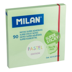 Bloc de 90 notes super adhésives Milan - Amovibles - Longue durée - 76 mm x 76 mm - Vert pastel