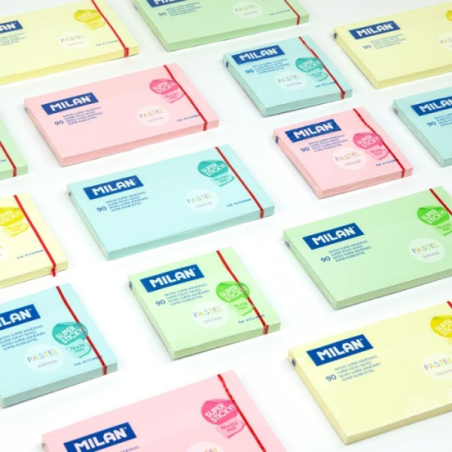 Bloc de 90 notes super adhésives Milan - Amovibles - Longue durée - 76 mm x 76 mm - Vert pastel