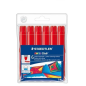 Marqueurs Staedtler Noris Jumbo 340, lot de 6 - Pointe fibre, trait de 3 mm, capuchon ventilé, rouge