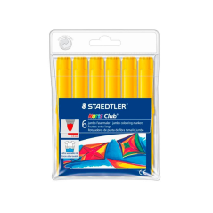 Marqueurs Staedtler Noris Jumbo 340, lot de 6 - Pointe fibre, trait de 3 mm, capuchon ventilé, jaune