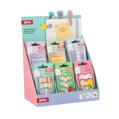 Présentoir Apli avec 48 paquets de 80 intercalaires adhésifs 44 x 16 mm - Facile à décoller - Organisez vos documents