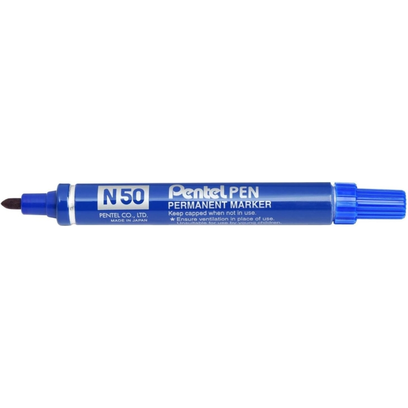 Lot de 12 marqueurs permanents Pentel N50 bleu pointe 4,3 mm