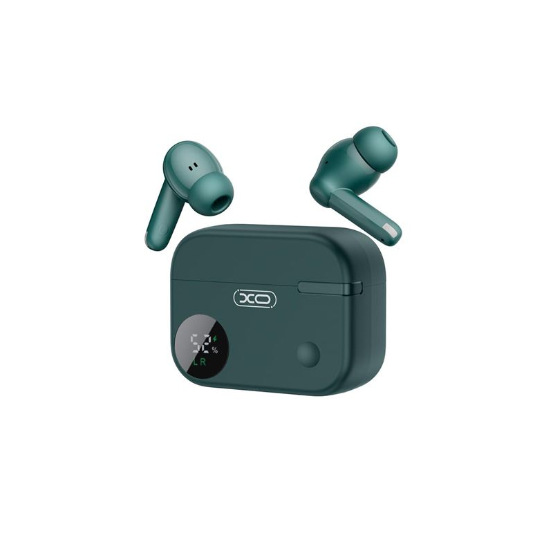 Casque Bluetooth 5.4 XO G34 - TWS - Réduction du bruit ENC+ANC - Boîtier avec écran LCD - Couleur verte