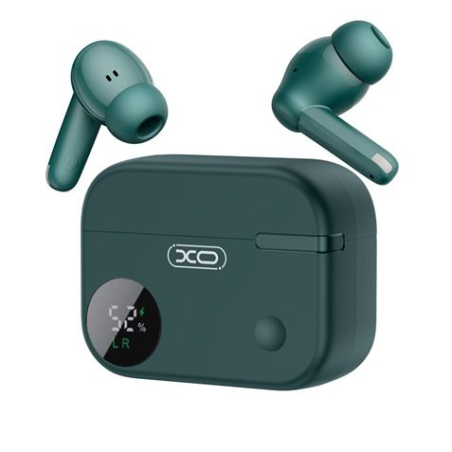 Casque Bluetooth 5.4 XO G34 - TWS - Réduction du bruit ENC+ANC - Boîtier avec écran LCD - Couleur verte
