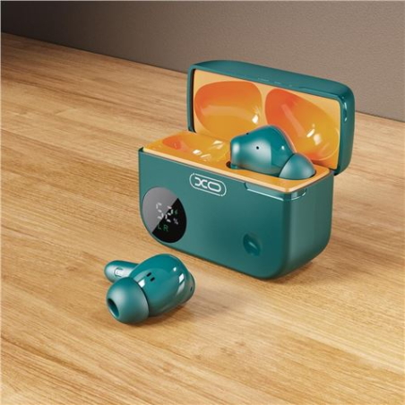 Casque Bluetooth 5.4 XO G34 - TWS - Réduction du bruit ENC+ANC - Boîtier avec écran LCD - Couleur verte