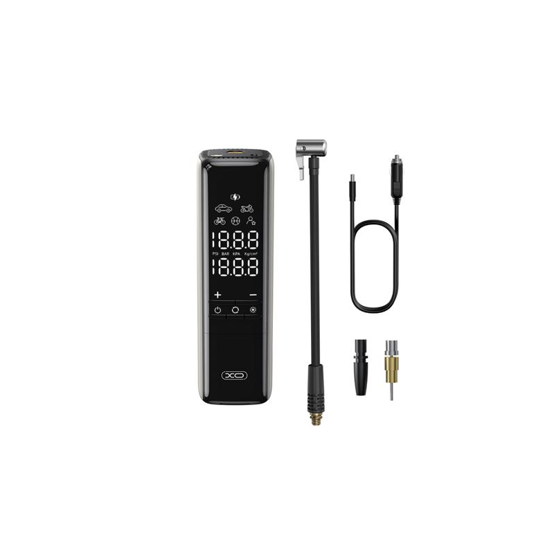 Gonfleur portable XO CZ017 - Écran LCD - 3 buses - 12 V - Noir