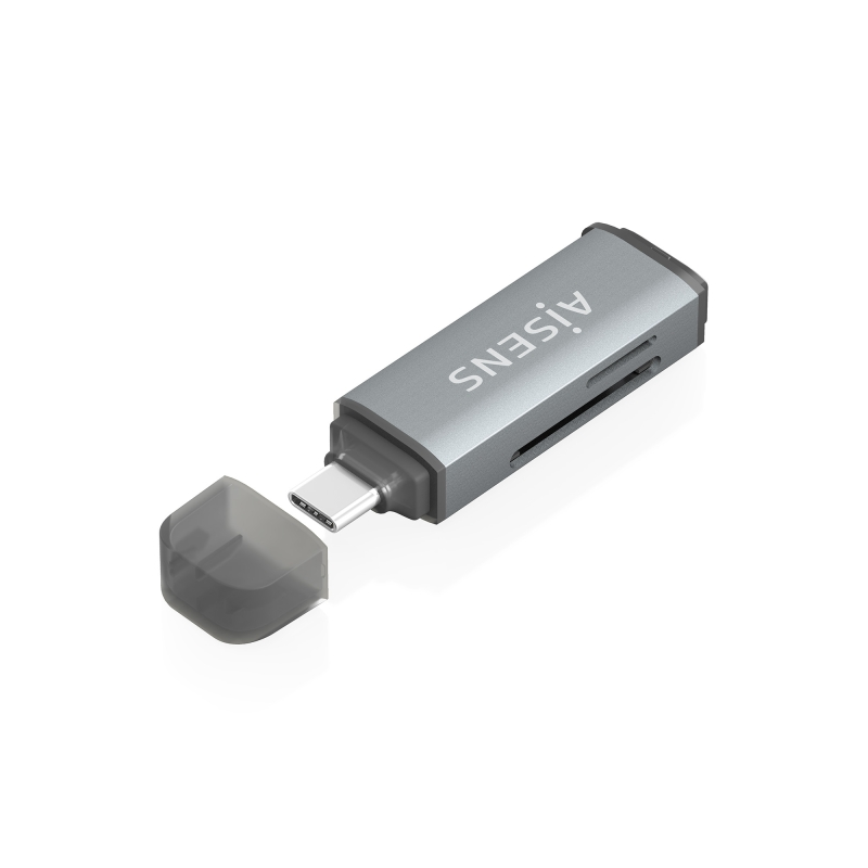 Lecteur de cartes Aisens USB-C 3.1 Gen1 – Compatible SD, Micro SD, MMC, RS-MMC, Micro MMC – Gris