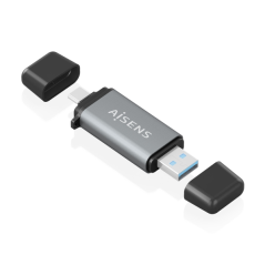 Lecteur de cartes Aisens USB-A et USB-C 3.1 Gen1 - Compatible SD, Micro SD, MMC, RS-MMC, Micro MMC - Gris
