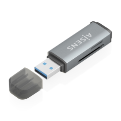 Lecteur de cartes Aisens USB-A 3.1 Gen1 - Compatible SD, Micro SD, MMC, RS-MMC, Micro MMC - Gris