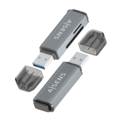 Lecteur de cartes Aisens USB-A 3.1 Gen1 - Compatible SD, Micro SD, MMC, RS-MMC, Micro MMC - Gris