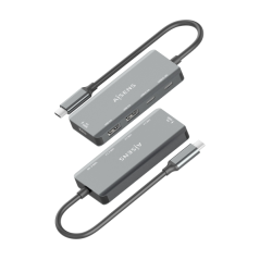 Aisens Hub USB-C 3.1 - USB-C PD 100 W/2 x USB-C/2 x USB-A 2.0 - 15 cm - Couleur Gris