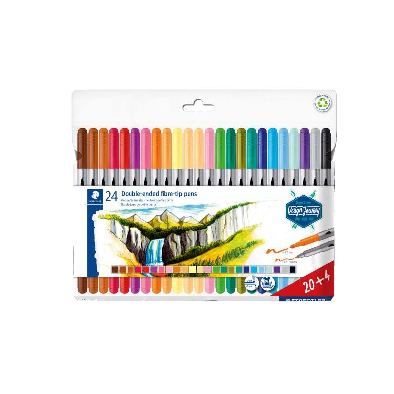 Lot de 24 marqueurs double pointe Staedtler couleurs assorties