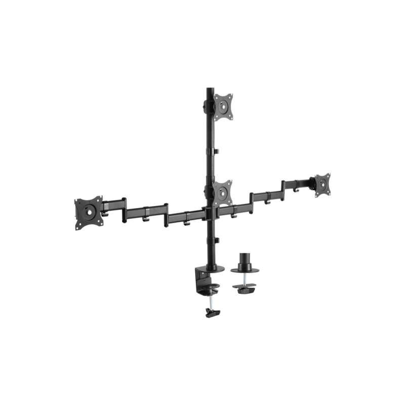 Support de bureau pivotant et inclinable Aisens Eco pour 4 écrans (13-27"), 10 kg (4 pivots, 2 bras) - Noir